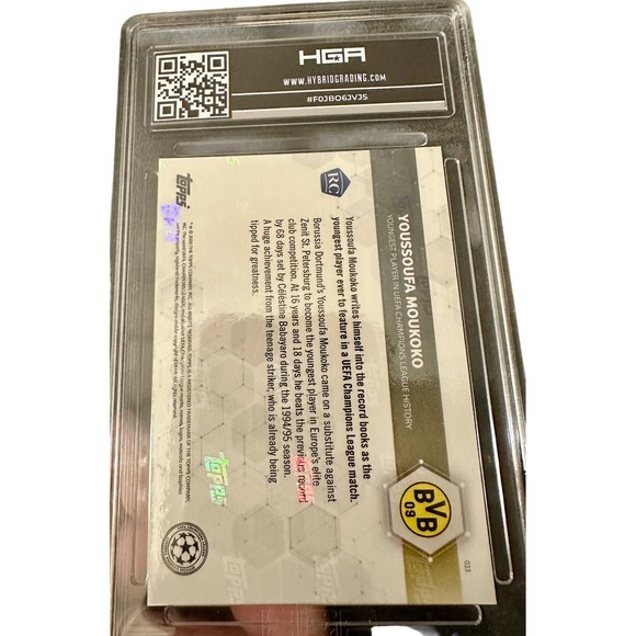 Youssoufa Moukoko 2020 2021 Topps Now UEFA Champions League HGA 9.5 GEM Rookie - Picture 3 of 3